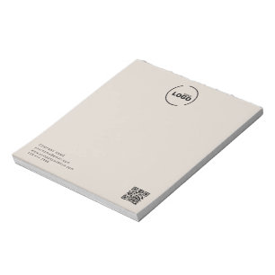 Professional Modern Business Logo QR Code Beige Notepad