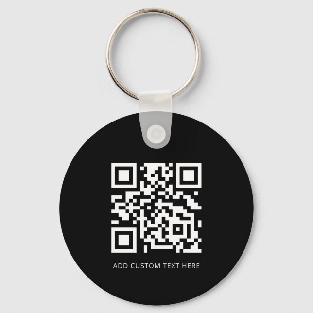 Professional Modern Business Logo QR Code Black Keychain (Back)