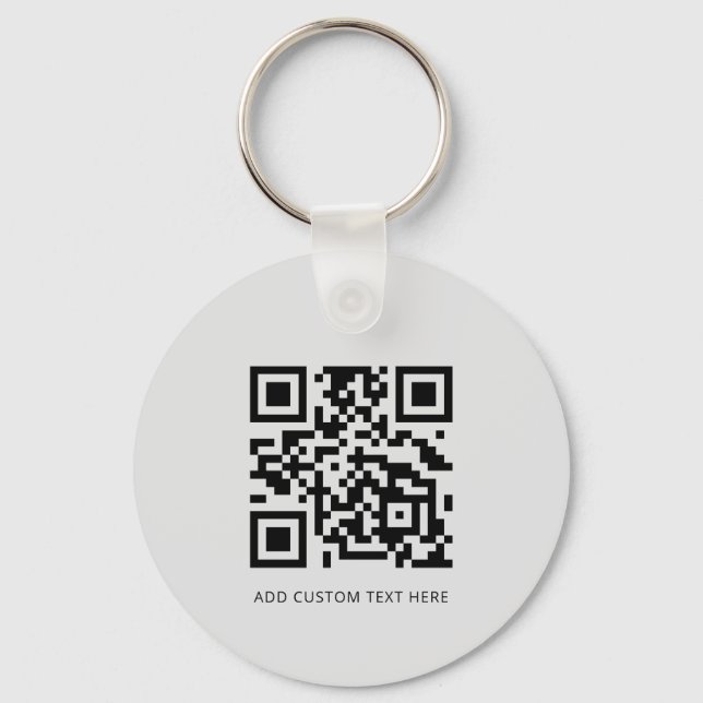 Professional Modern Business Logo QR Code Grey Keychain (Back)