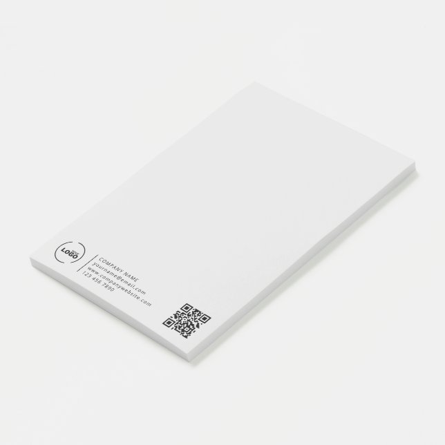 Professional Modern Business Logo QR Code Grey Post-it Notes (Angled)