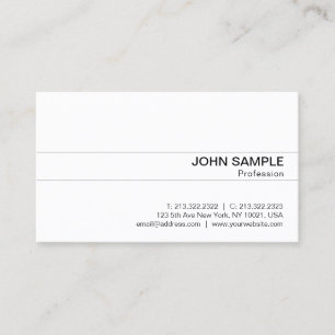 Professional Modern Classy Sleek White Plain Business Card