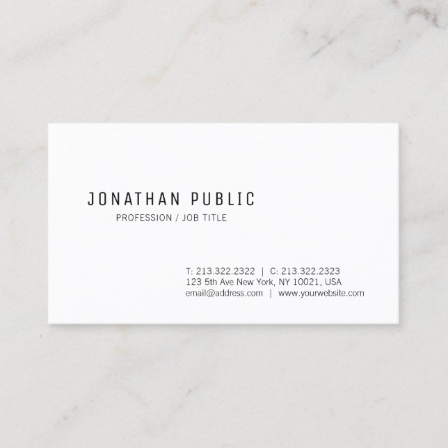 Professional Modern Clean Design Elegant Trendy Business Card (Front)