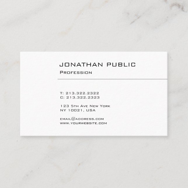 Professional Modern Clean Elegant Design Plain Business Card (Front)