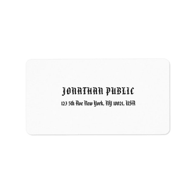 Professional Modern Clean Elegant White Template Label (Front)