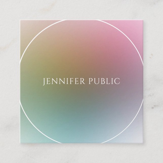 Professional Modern Colourful Template Elegant Square Business Card (Front)