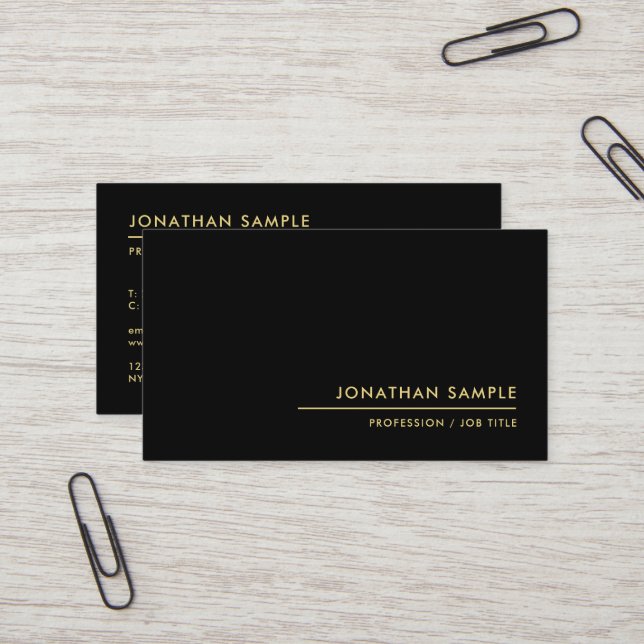Professional Modern Custom QR Code Elegant Black Business Card (Front/Back In Situ)