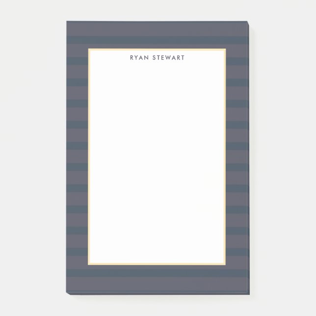 Professional Modern Dark Blue and Plum Striped Post-it Notes (Front)