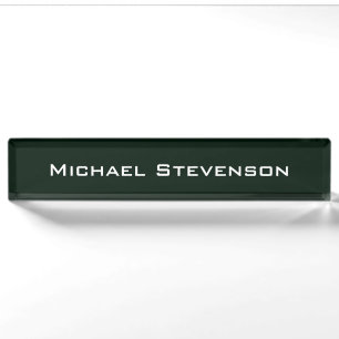 Professional Modern Dark Green Business Nameplate