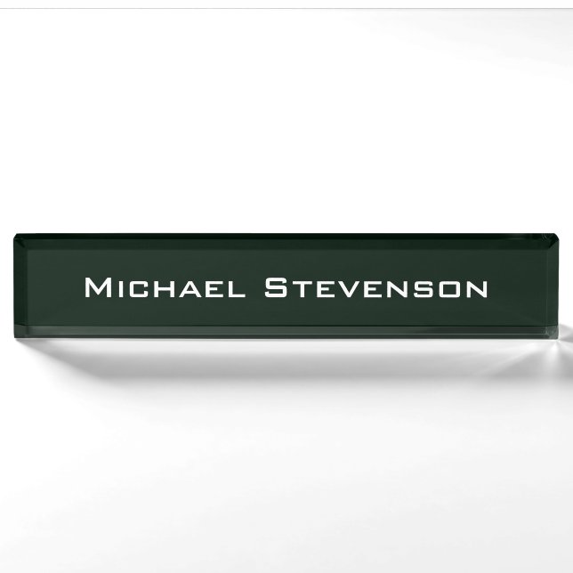 Professional Modern Dark Green Business Nameplate (Front)