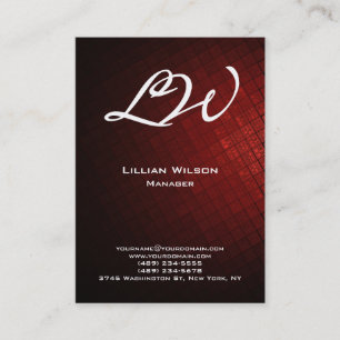 Professional Modern Dark Red Tiles Monogram Business Card