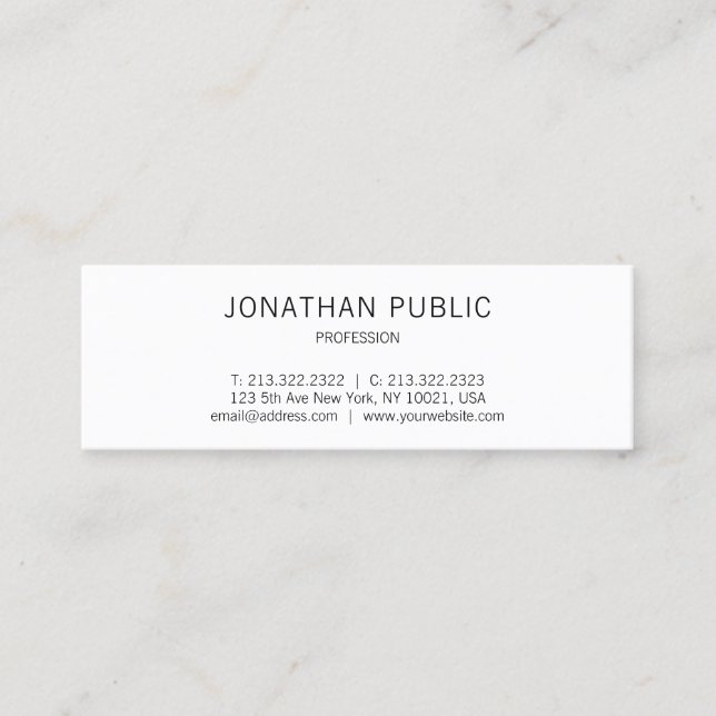 Professional Modern Design Elegant Simple Plain Mini Business Card (Front)