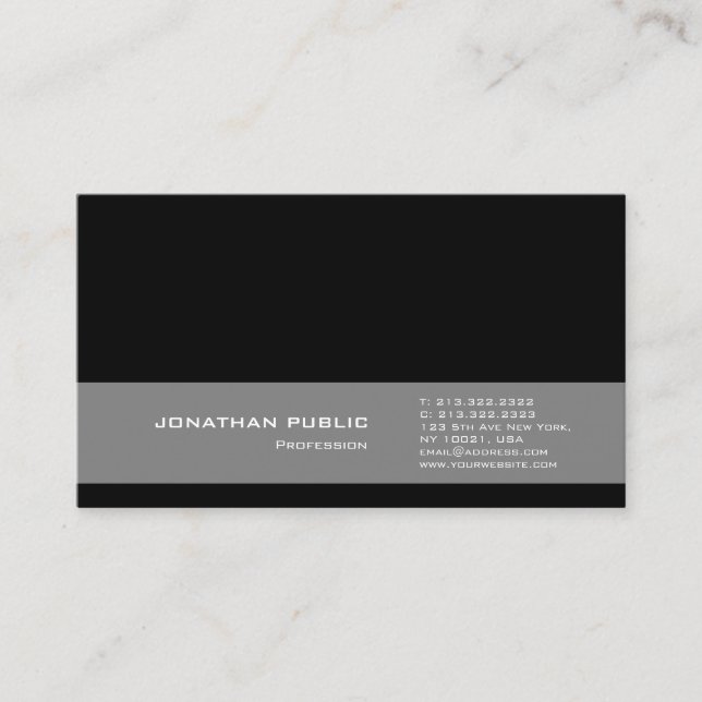 Professional Modern Design Trending Elegant Grey Business Card (Front)