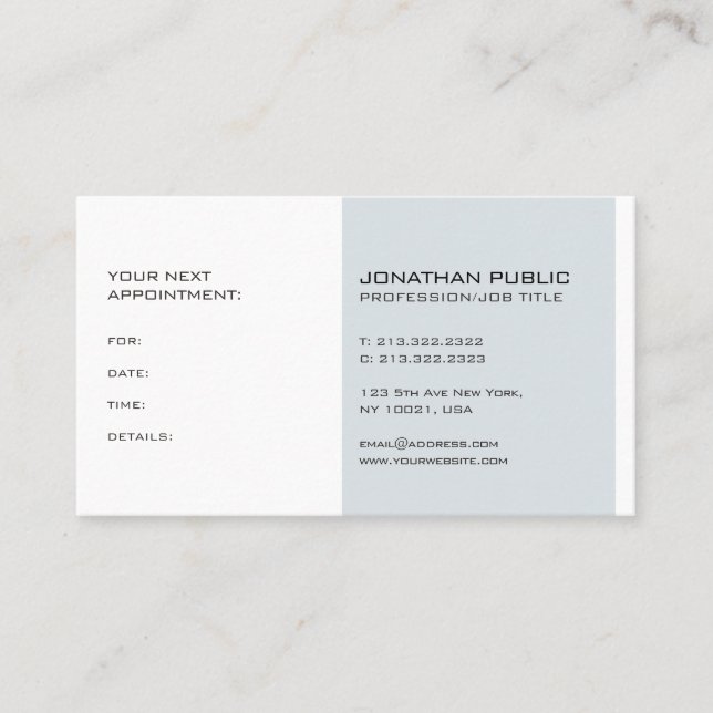 Professional Modern Elegant Appointment Reminder Card (Front)
