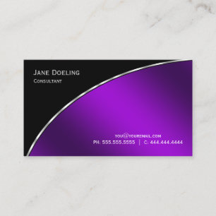 Professional Modern Elegant Black  Bright Purple Business Card