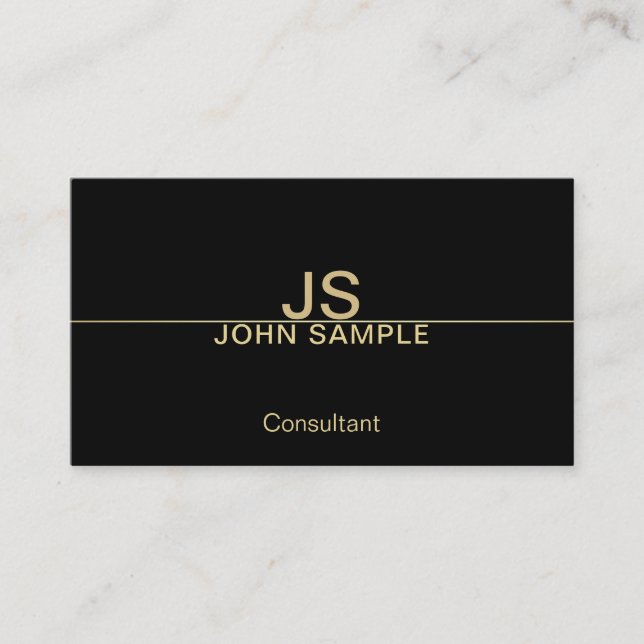 Professional Modern Elegant Black Gold Monogram Business Card (Front)