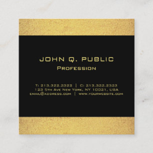 Professional Modern Elegant Black Gold Square Square Business Card