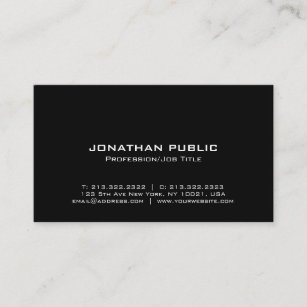 Professional Modern Elegant Black Sleek Plain Business Card