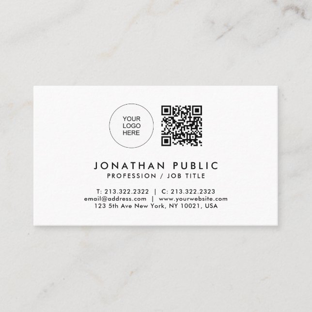 Professional Modern Elegant Custom Text Template Business Card (Front)