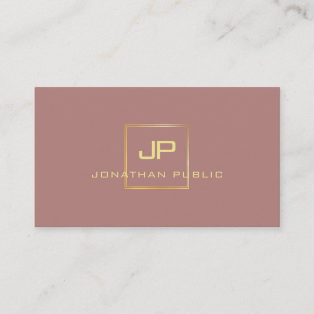Professional Modern Elegant Gold Look Monogram Business Card (Front)