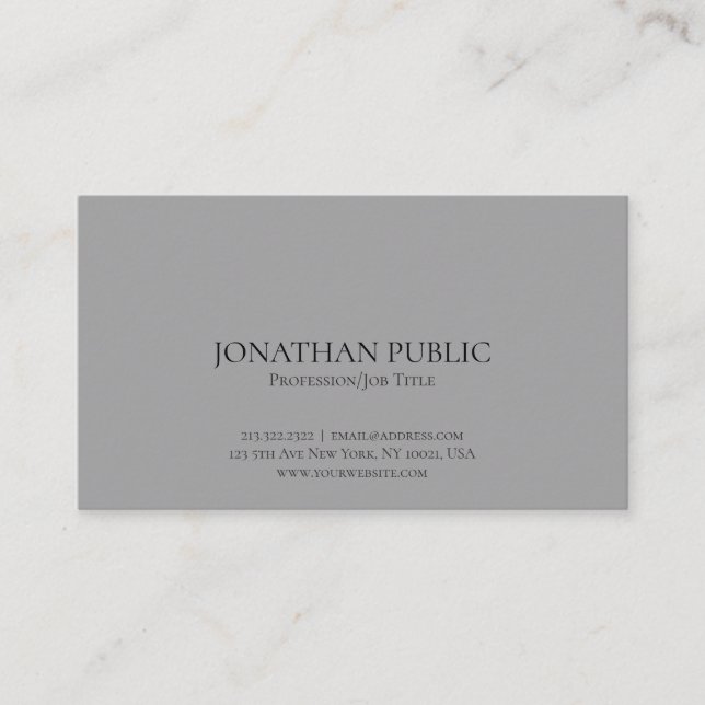 Professional Modern Elegant Grey Simple Plain Business Card (Front)