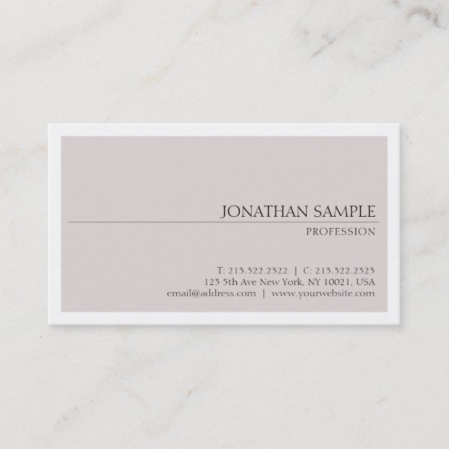Professional Modern Elegant Minimalist Plain Luxe Business Card (Front)