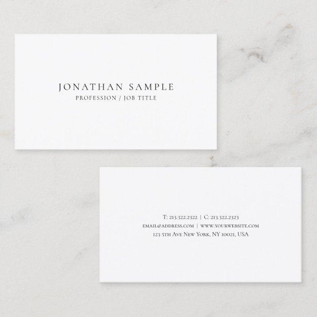 Professional Modern Elegant Minimalist Simple Business Card (Front/Back)