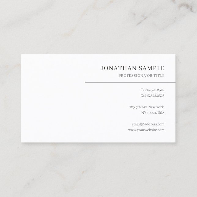 Professional Modern Elegant Minimalistic Template Business Card (Front)