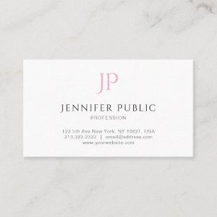 Professional Modern Elegant Pink Monogrammed Plain Business Card
