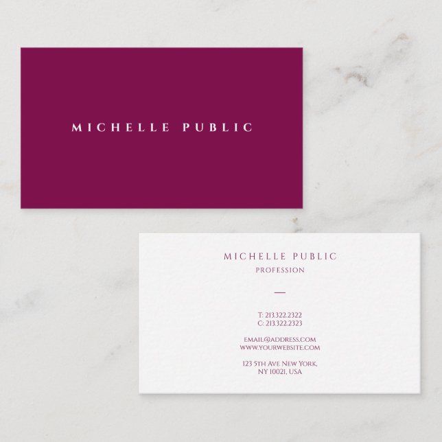Professional Modern Elegant Purple Easy to Make Business Card (Front/Back)