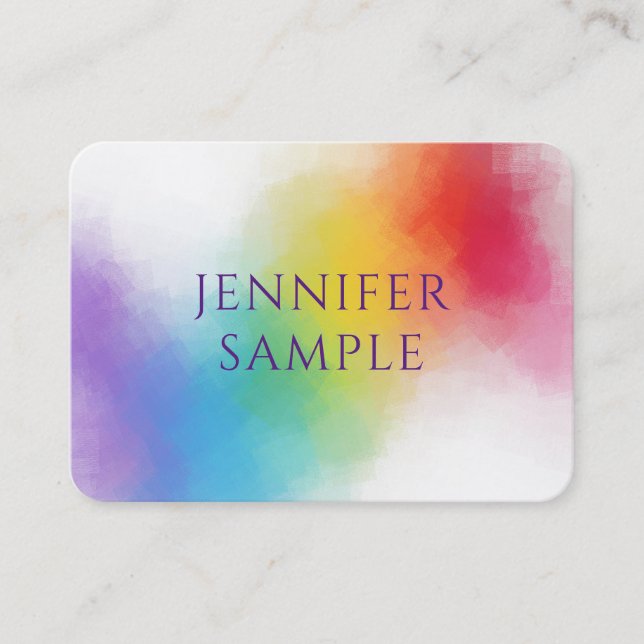 Professional Modern Elegant Rainbow Colours Business Card (Front)