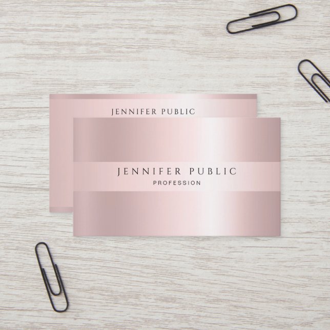Professional Modern Elegant Rose Gold Luxurious Business Card (Front/Back In Situ)