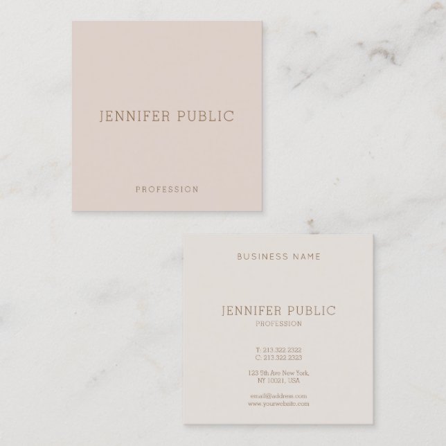 Professional Modern Elegant Simple Design Template Square Business Card (Front/Back)