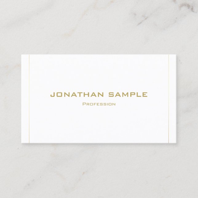 Professional Modern Elegant Simple Gold Striped Business Card (Front)