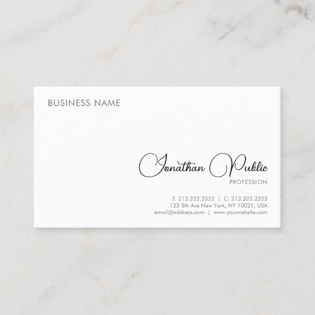 Professional Modern Elegant Simple Personalized Business Card (Front)