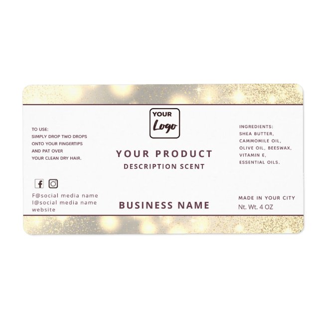 Professional modern elegant  sparkle product label (Front)