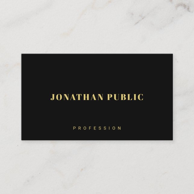 Professional Modern Elegant Template Black & Gold Business Card (Front)