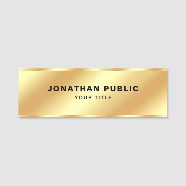 Professional Modern Elegant Template Glam Gold Name Tag (Front)