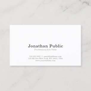 Professional Modern Elegant White Simple Plain Business Card