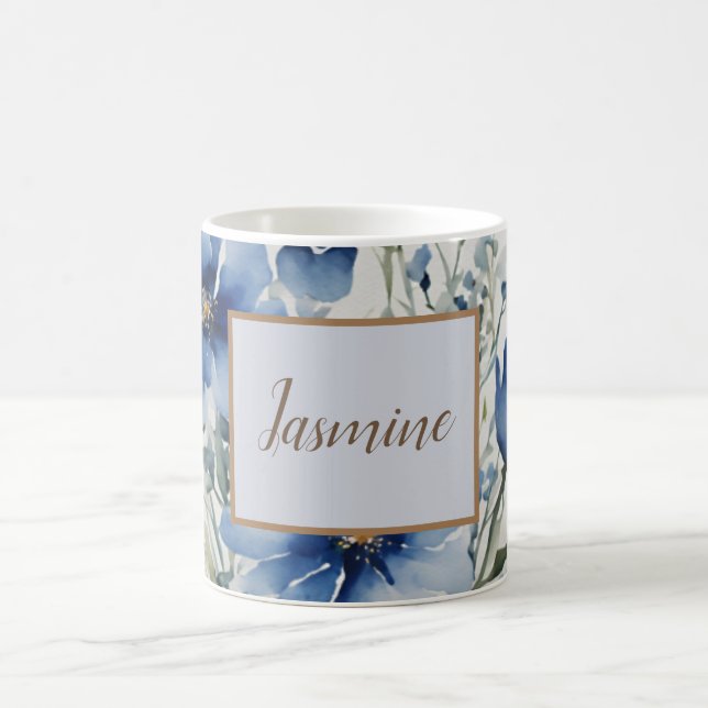 Professional Modern Floral Add Name Coffee Mug (Center)
