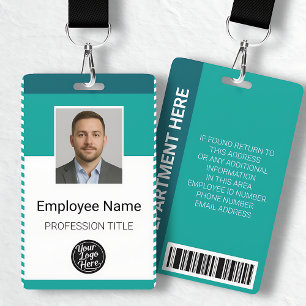Professional Modern Geometric Teal Stripes Staff Badge
