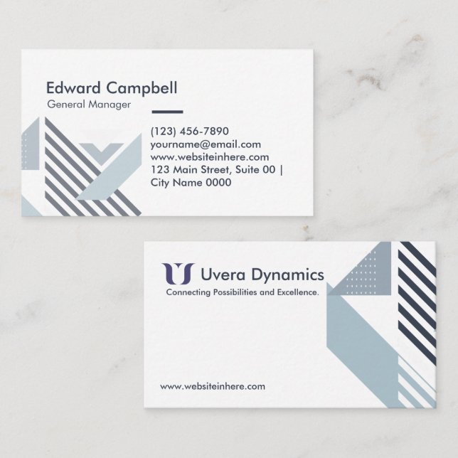 Professional Modern Geometric White Cool Layout Business Card (Front/Back)