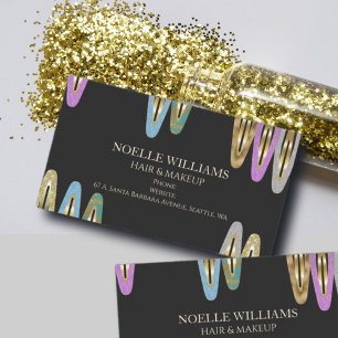 Professional Modern Glitter Hair Clip Hair Stylist Magnetic Business Card