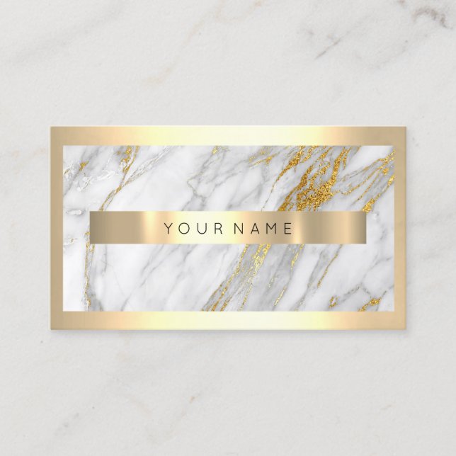 Professional Modern Gold Frame Abstract Marble Business Card (Front)