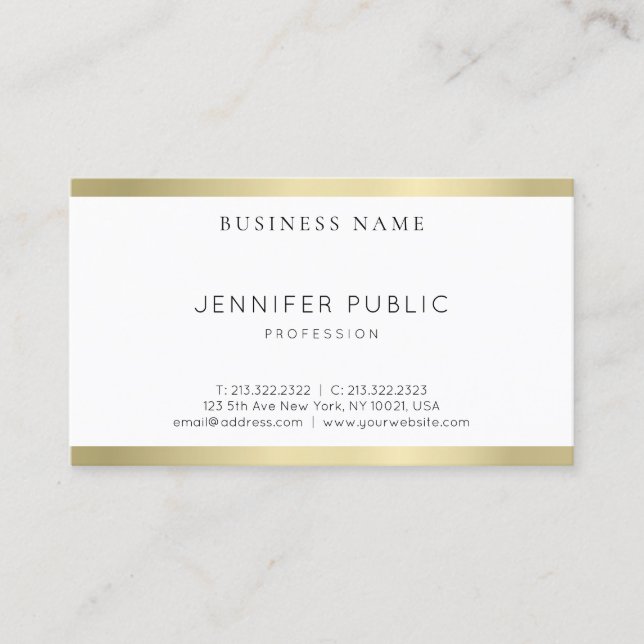 Professional Modern Gold Look Design Sleek Plain Business Card (Front)