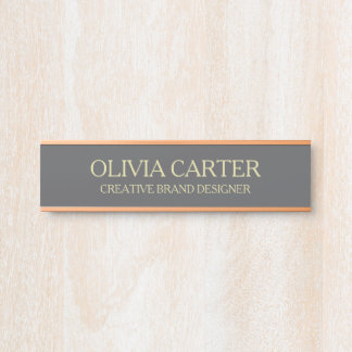 Professional Modern gray Gold Office Name Title Door Sign