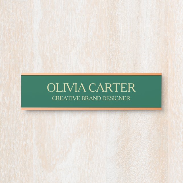 Professional Modern green Gold Office Name Title Door Sign (Front)