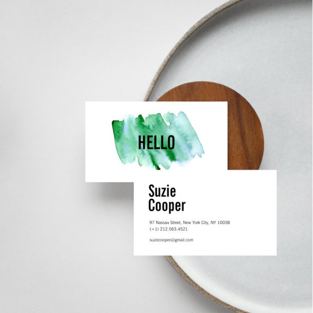 Professional Modern Green Watercolor Business Card (Creator Uploaded)