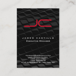 Professional Modern Grey Black Red Monogram Business Card