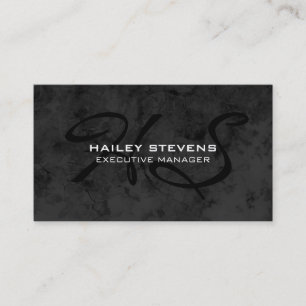 Professional Modern Grey Pattern Black Monogram Business Card
