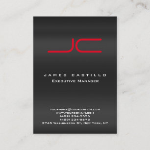 Professional Modern Grey Red Monogram Business Card